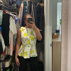 Kate spade lemon peplum top blouse